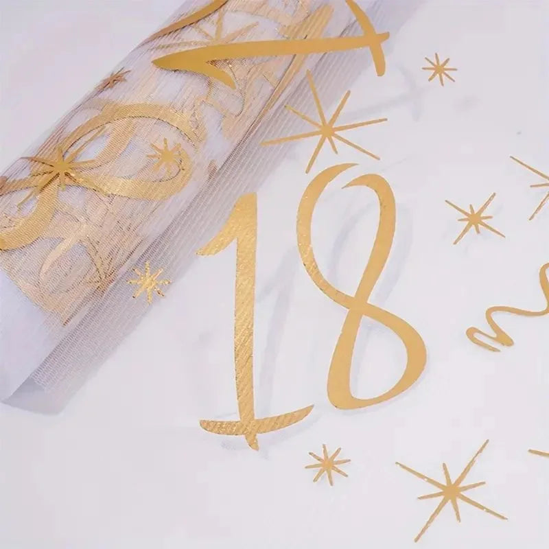 18th 90th Birthday Table Runner Birthday Party Decor 3M Gold Table Cover Roll for Table Home Birthday Celebration Party Suppl