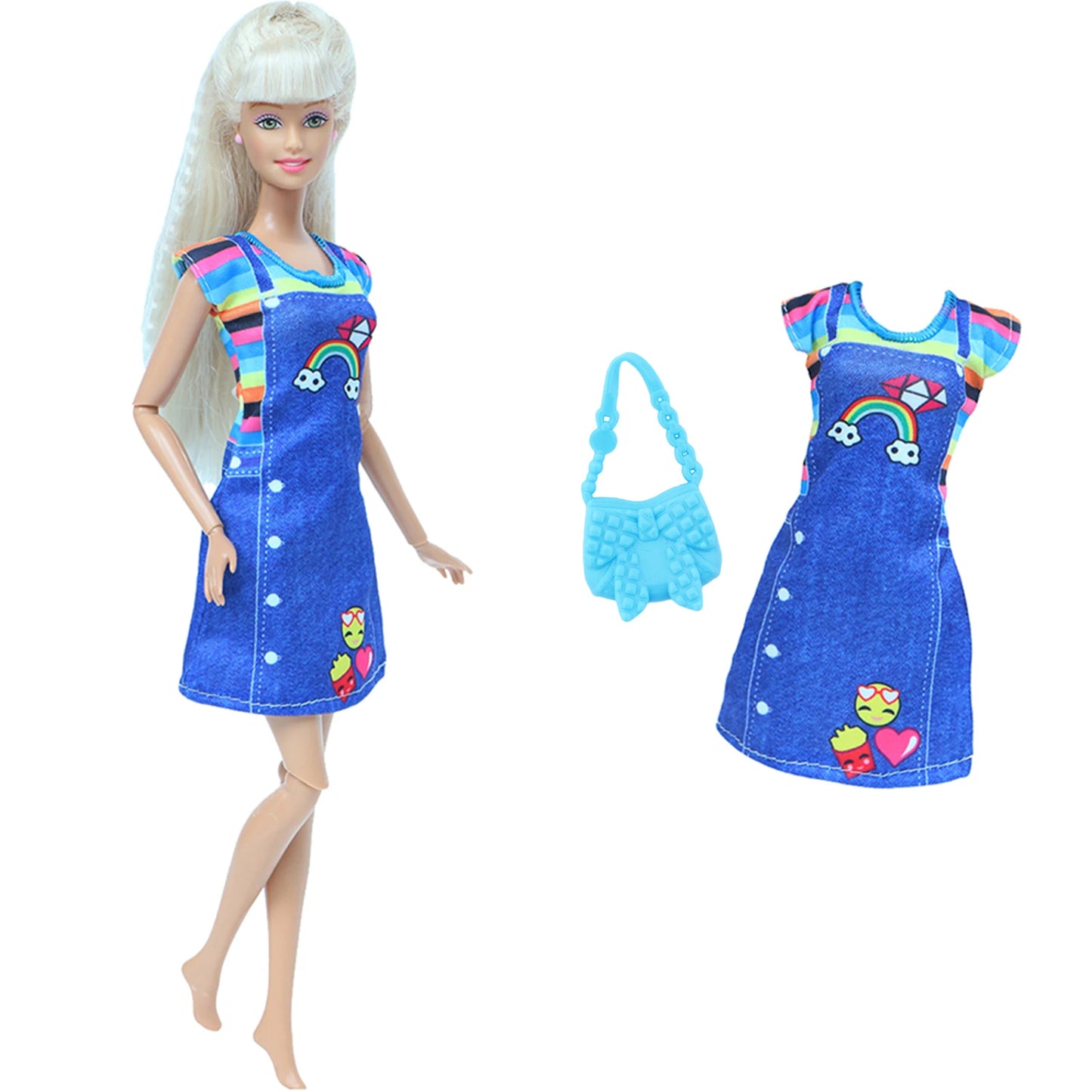 New Fashion Doll Dress Daily Outfit Girl Party Skirt Cute Mini Gown With Bag Clothes for 1/6 Doll DIY Accessories Baby Toys -