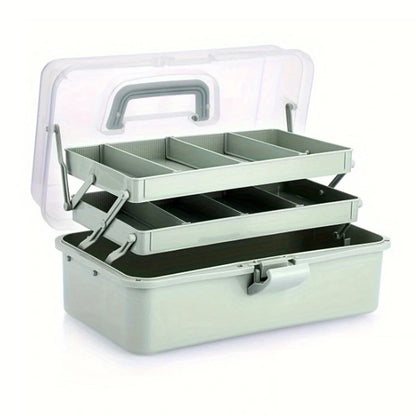 3-Layer Plastic Dividing Storage Box Craft Organizer and Storage with Adjustable Spacers Portable Handled Art Supply Organize