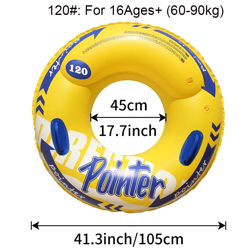 Double Balloon Inflatable Swimming Ring，Beach toys Pool Floaties for Adults,Swim Inner Tube for Pool - Yellow 120