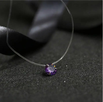Fashion Shiny Crystal Necklace Zircon Pendant Transparent Fishing Line Invisible Ladies Necklace Jewelry Clavicle Chain Chock