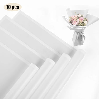 10 Sheets Flower Wrapping Paper with Golden Edges, Waterproof Bouquet Packaging - Ideal for DIY Weddings & Birthdays - 11-T-W