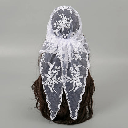 Fashion Ins Lace Hair Scarf Women Retro Triangle Hair Bands Vintage Triangular Headscarf Girls Elegant Headwear Hair Accessor