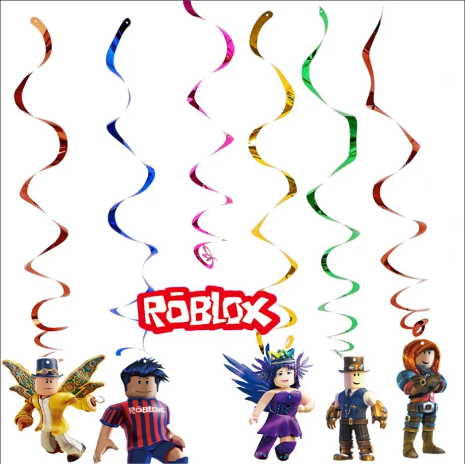 Roblox Foil Latex Balloons Happy Birthday Party Decoration Game Set Tableware Tablecloth Cake Topper Backdrop Toy Party Suppl