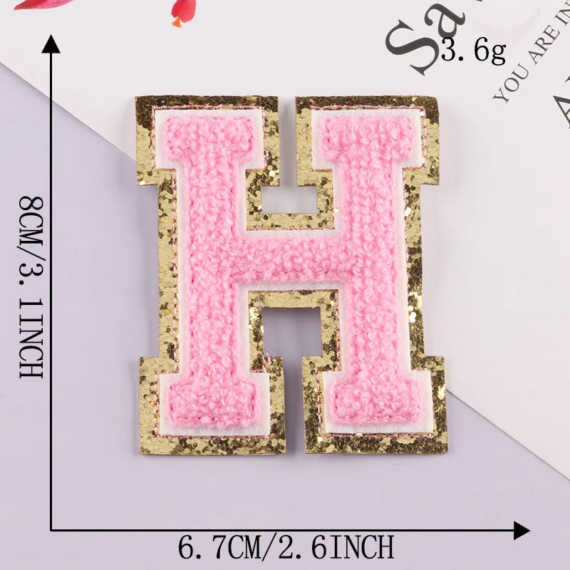 8CM Patch Letters for Clothes Alphabet Sticky Letter Clothing Bags Jacket Iron on Letter Emblems Chenille Patches for DIY MC0