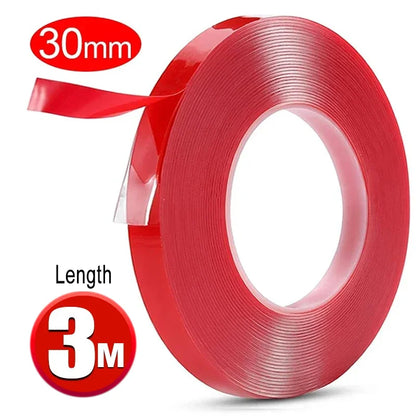 Double Sided Tape Nano Tape 3-5Meter 10/20/30mm Width Transparent Tape Washable Adhesive Nano Traceless Sticker Glue Red - 30