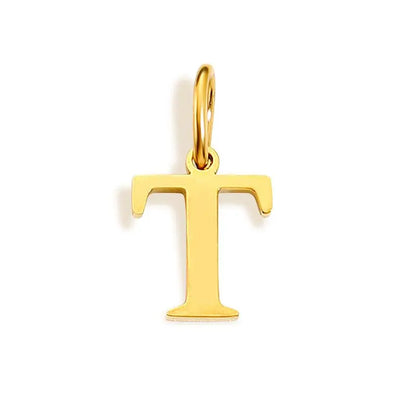 26 Letter Alphabet Initial 10mm Charm Pendant Jewelry Gold Stainless Steel Simple PVD Plated DIY Necklace Bracelet Jewelry - 