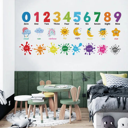 Home Decor For Living Room Bedroom Early Education Number English Color Wall Decal Animal Wall Sticker