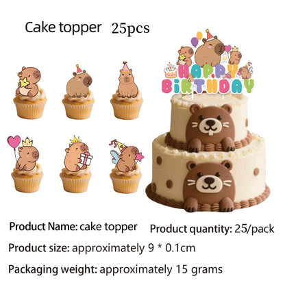 Birthday Decoration Capybara Birthday Invitation Card Cup Tablecloth Plate Napkin Poster Baby Shower Birthday Girl Party Favo