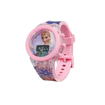 Flash Light Frozen Mickey Kids Watches For Girls Cartoon Snow White Car Children Watch Boys School Student Digitel Clock Gift