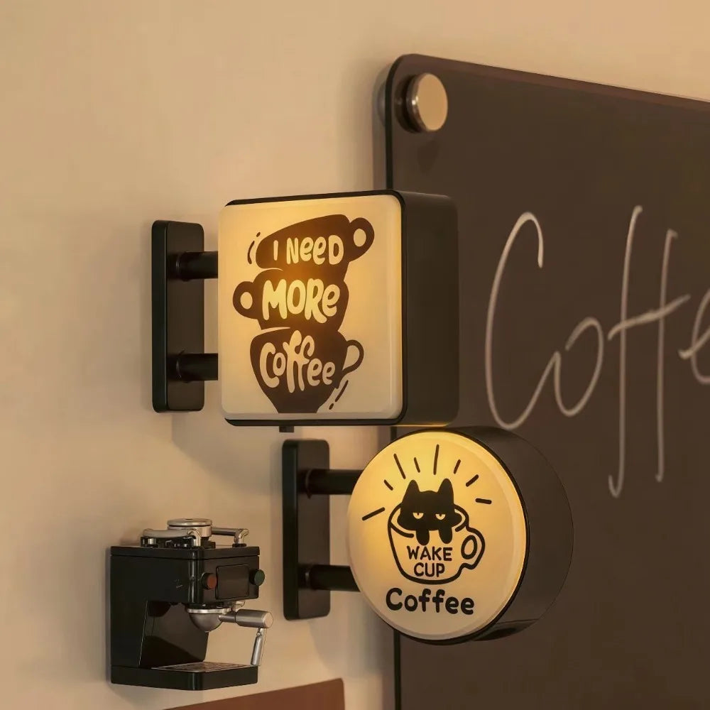 Retro Coffee Shop Fridge Magnet, Glowing Miniature Pegboard Refrigerator Magnet, Creative Coffee Corner Magnetic Ornament, Ho