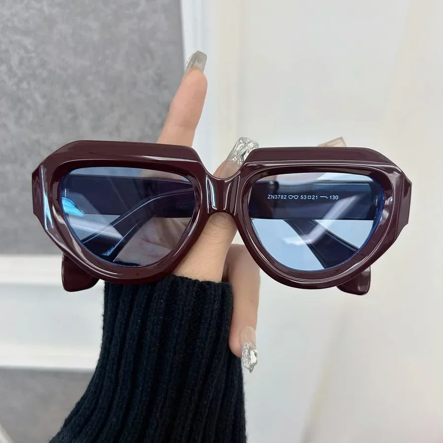 Casual Vintage Square Sunglasses For Women Men Classical Brand Retro Round Sun Glasses Unisex Oculos - DarkRedBlue