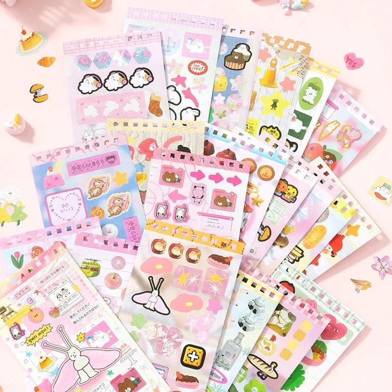 Ins Hand Account Scrapbook Stickers Cartoon PET Sticker Book Diy Diary Decoration School Supply Creative Stationery Stickers