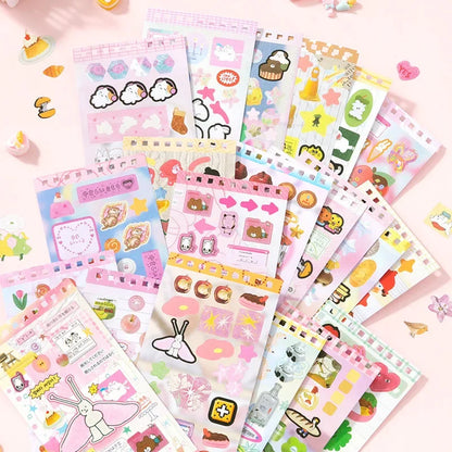 Ins Hand Account Scrapbook Stickers Cartoon PET Sticker Book Diy Diary Decoration School Supply Creative Stationery Stickers