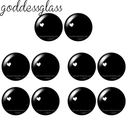 Glass Cartoon Doll Round Eyes Heart Pupil Lovely 10pcs 12mm/18mm/20mm/25mm Round Cabochon Flat Back Making Findings Jewelry -