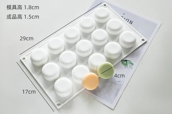 15 Cavity Round Soap Mold Silicone Molds for Soap Making 3D Handmade Soap Forms Soap Silicon Molds - as picture