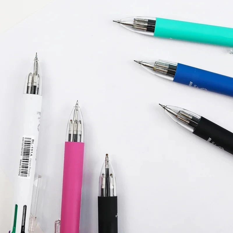 6 In 1 Multicolor Ballpoint Pens 5 Colors Ball Pen 1 Automatic Pencil With Eraser For School Office Writing Supplies Statione