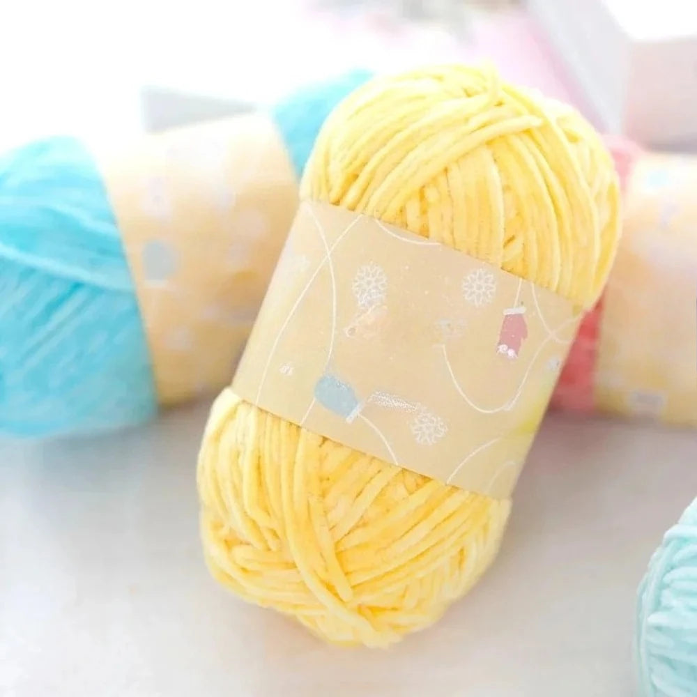 Pear Lustre Chenille Yarn 148Meters/Skein 2mm Thin Pleuche Wool Rope for Hand Crochet Dolls Shoes Materials