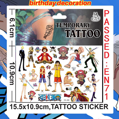 One Piece Birthday Party Dinner Plates Hanging Banner Cake Decoration One Piece Luffy Balloon Party Decoration Theme Props Gi