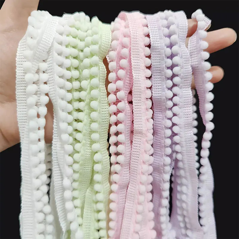 5/10Meters Mini Pom Pom Trim Ball Fringe Ribbon Lace Trim DIY Sewing Fringe Pompoms Lace for Pillow Curtains Home Decor 35Col