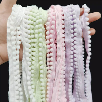 5/10Meters Mini Pom Pom Trim Ball Fringe Ribbon Lace Trim DIY Sewing Fringe Pompoms Lace for Pillow Curtains Home Decor 35Col