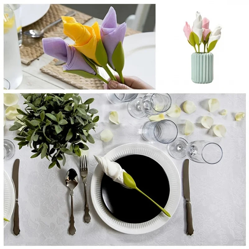 10 Elegant Floral Napkin Holders-Suitable for Weddings,Parties,Daily Table Centerpieces Decorations-Fashionable Napkin Holder