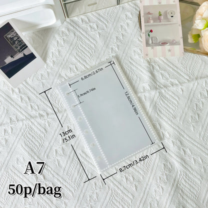 10/20/30/50P/Bag M5/A6/A7 Transparent Loose-Leaf Pages, Plastic Protective Covers, Portable Sticker Books, Loose-Leaf Binders