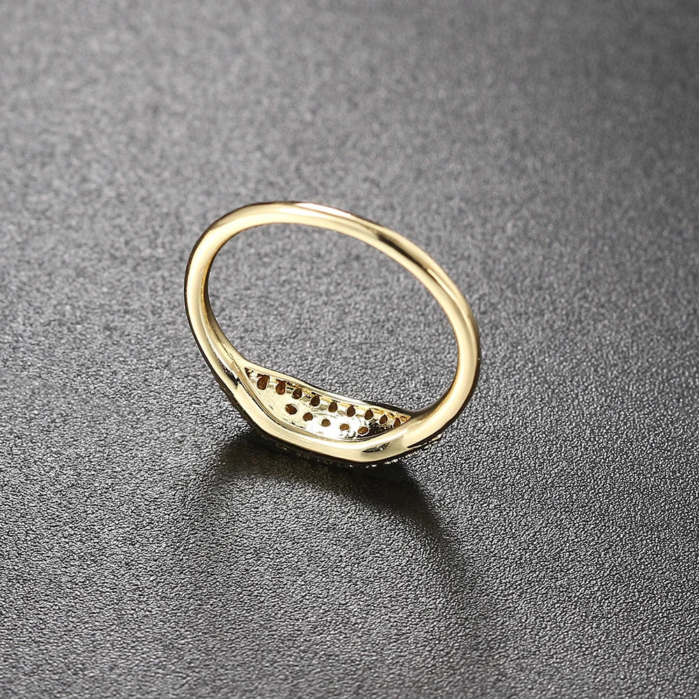 Dainty Minimalist Stacking Ring For Women Trend Cubic Zircon Gold Color Crystal Finger Accessories for Female Jewelry Gift R7