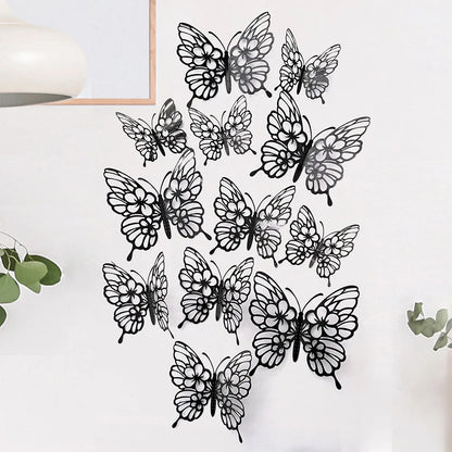 12Pcs/set 3D Hollow Butterfly Wall Stickers Wall Decor for Living Room Wedding Party Decoration Butterflies Decal Stickers - 