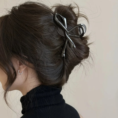 New Vintage Ribbon Bow Hair Claws Metal Hair Clips Crab Headwear Hairpins Shark Ponytail For Women Hair Accessories Barrettes