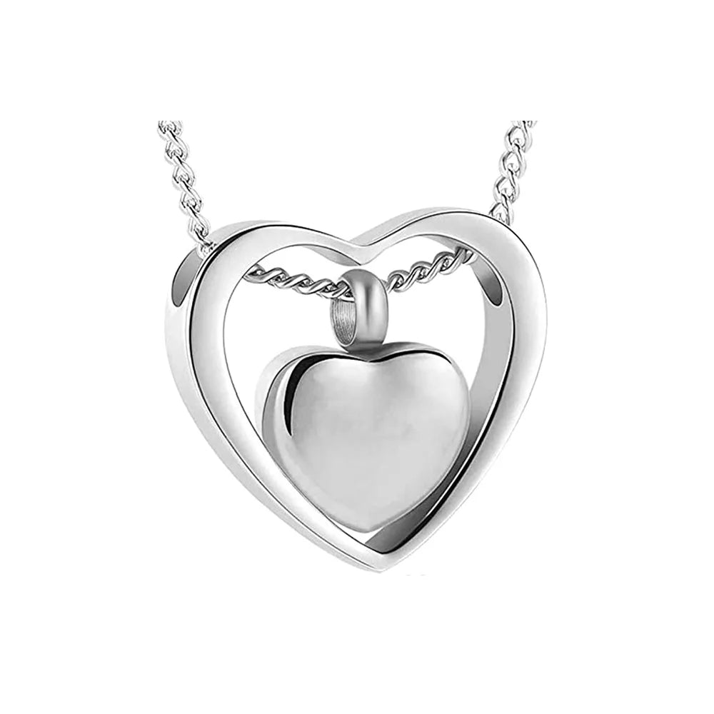 Cremation jewelry double heart ashes necklace 4 colors ashes pendant keepsake waterproof ashes holder jewelry-custom engravin