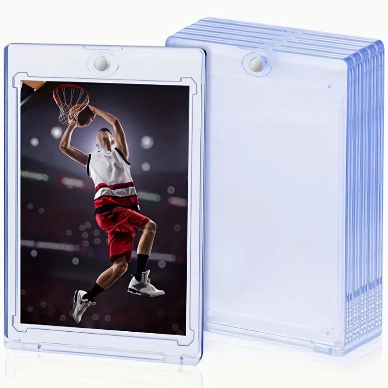 10 Pieces of 35Pt Clear Magnetic Card Storage Boxes, Hard Plastic Storage Boxes, Uv-Resistant Acrylic Magnetic Card Holders, 