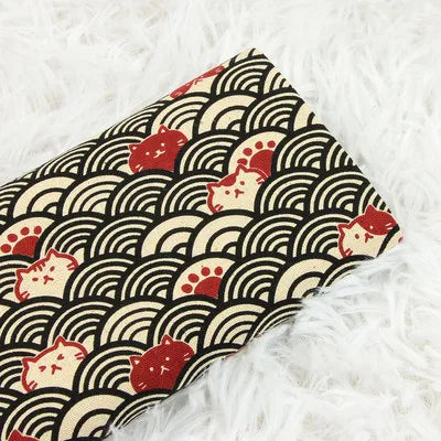 Half Yard Thicken Cotton Fabrics Soft Breeze Cat Curve Print, Handmade DIY Bag Cloth Material 100% Cotton CR-389