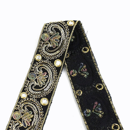 2/5/10Yards 5cm Sequins Embroidery Lace Trim Jacquard Ribbon Webbing Clothes Dress Decoration Trimming Sewing Craft Accessori