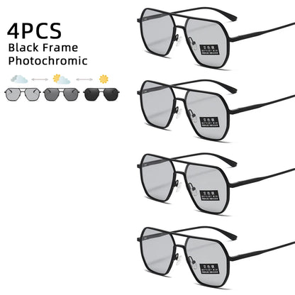 Luxury Metal Photochromic Sunglasses Men Women Fashion Polarized Sun Glasses Stylish Chameleon Anti-glare Driving Shades UV40