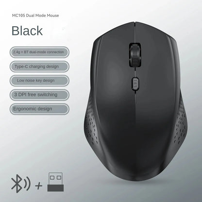 6 Button Ergonomic Mouse 2.4G Wireless Mouse Bluetooth Mouse 400mAh Rechargeable Gaming Mice 1600DPI Optical Mouse For PC Lap
