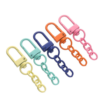 10pcs/lot Keyring Lobster Clasp Spring Buckle With Chains Colored Keychains For DIY Jewelry Making Key Ring Hooks Bags Buckle