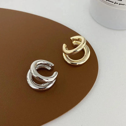Fake Piercing Earcuff Double Circle Ear Cuff Faux Earrings for Women Man Hiphop Vintage Cuffs Earclips Accessories Korean Fas