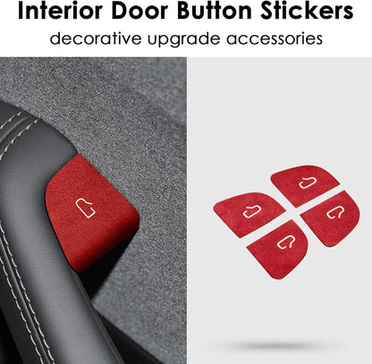 For Tesla Model Y Juniper 2025 Model 3 Highland 25-26 Car Interior Suede Door Button Trim Stickers Patch Trim Cover Accessori