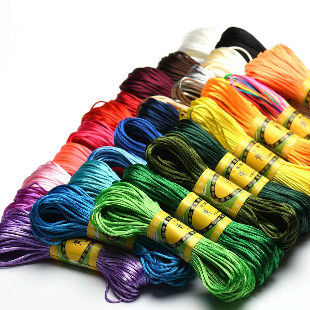 20M 1.5mm Satin Nylon Trim Cord, Rattail Cord Chinese Knot