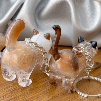 New Cat Hair Storage Keychain Bag Pendant Transparent Pet Fur Keepsake Capsule Souvenir Collection Gift Decoration Accessorie