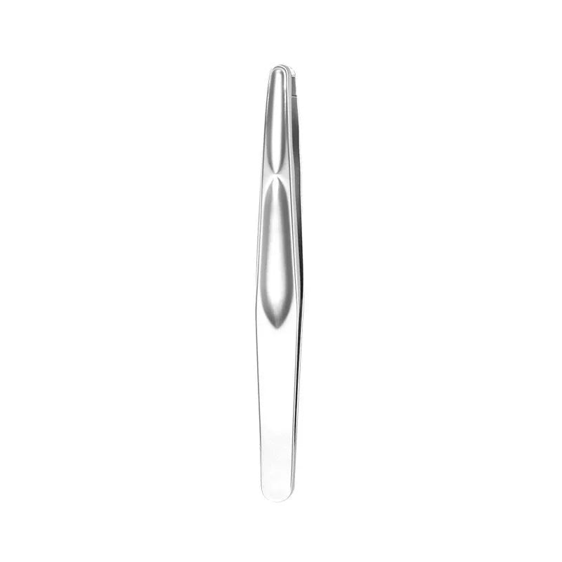 Premium Round Head Tweezers for Eyebrow & Facial Hair Removal Seamless Clips Short Hair Precision Beard Clip - Silvery A