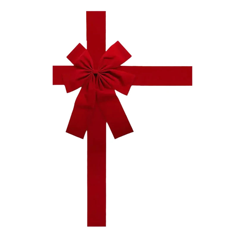 Christmas Front Door Decoration Hanging Bow Knot Imitation Linen Ribbon New Year Xmas Front Door Decor Big Bow Diy Material -