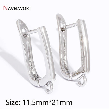 18K Gold Plated Brass Metal Earwires Basic Fasteners,Earring Fixtures,Inlaid Zircon Earring Hooks,Earring Making Supplies