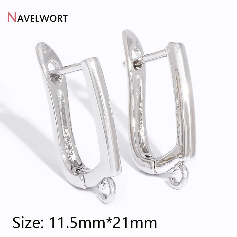 18K Gold Plated Brass Metal Earwires Basic Fasteners,Earring Fixtures,Inlaid Zircon Earring Hooks,Earring Making Supplies - R