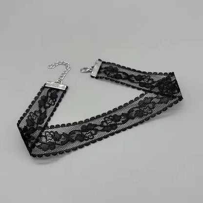 Sexy Black Lace Flower Necklace for Women Harajuku Gothic Short Choker Collar Choker Party Female Neck Accessories - black