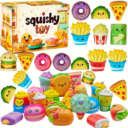 12pcs Mini Squeeze Toys, School and Birthday Gift Pack with Various Food &Fries Slow-Rising Squishy Toys,Random Styles Christ