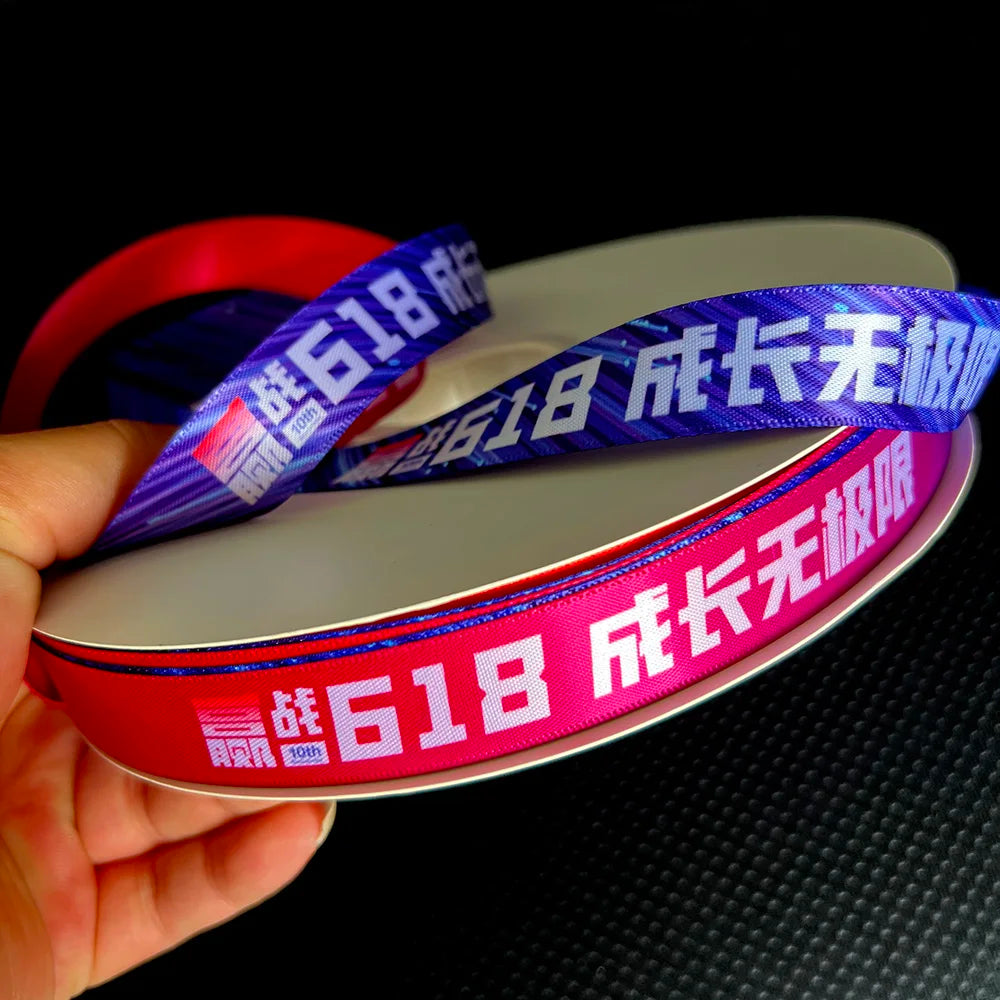 Customized Satin Grosgrain Color Pattern Printed Ribbon Personalized Label Ribbon Flower Fruit Packaging and Party Ribbon
