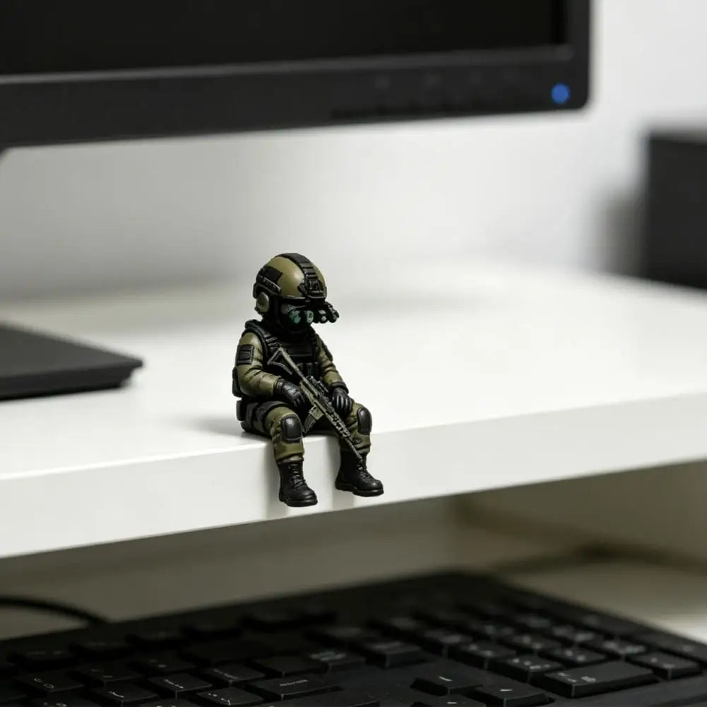 Soldier Decoration Sitting Snipers Statue Armed Special Forces Statue Military Soldier Sculpture Collectible Model