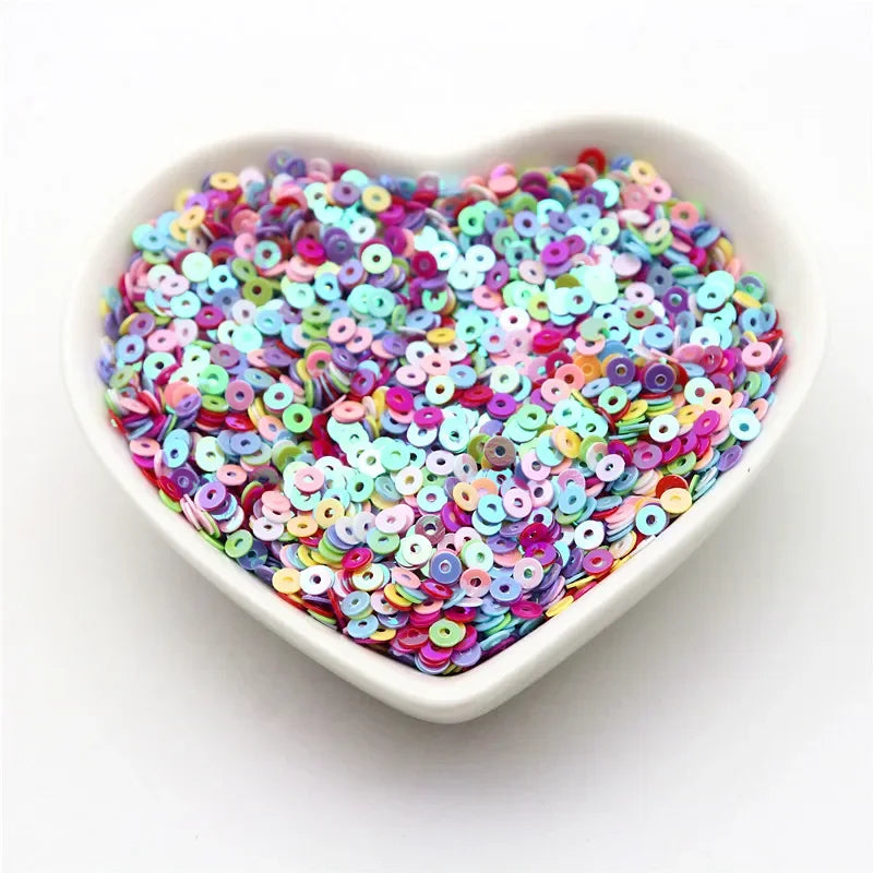 10g Solid Color Sequins Flat Round Pvc Clothing and Shoes Accessories DIY Hand-embroidered Flat Pieces 3mm 4mm 5mm 6mm - AB m